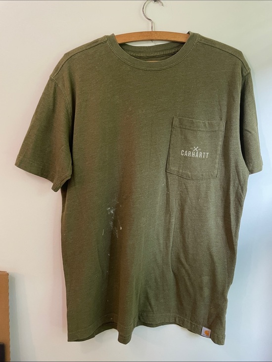 Carhartt Other - Carhartt Men's Olive Green Relaxed Fit Short-Sleeve Pocket Tee Size M Thrashed